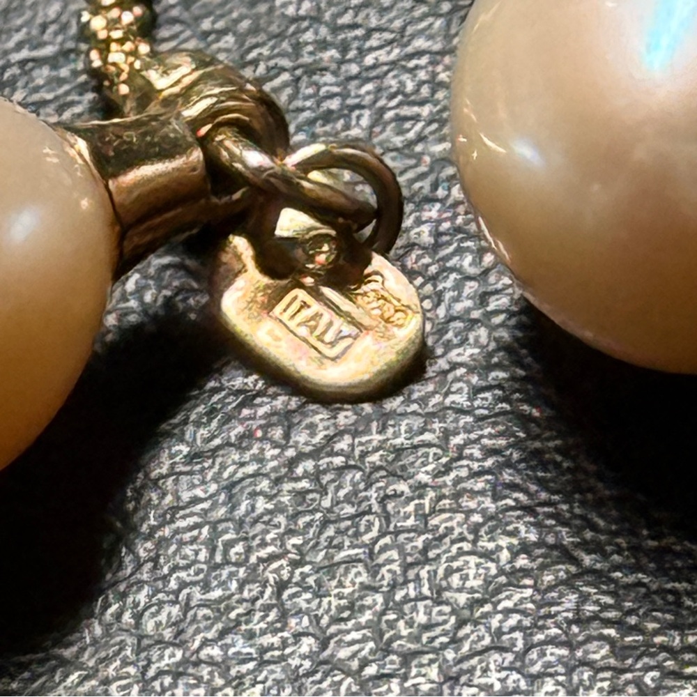 Sterling Silver 925 Vermeil Dyadema Real Pearl End Tassels Y Necklace 36" - Picture 3 of 10